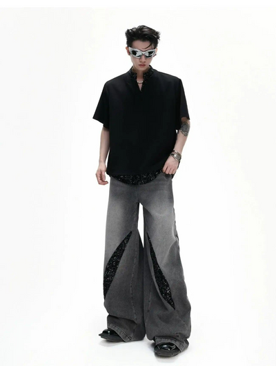 Sequin Spliced Detail T-Shirt Korean Street Fashion T-Shirt By Argue Culture Shop Online at OH Vault