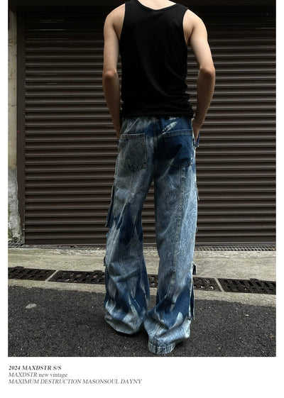 Gradient Washed Baggy Cargo Jeans Korean Street Fashion Jeans By MaxDstr Shop Online at OH Vault