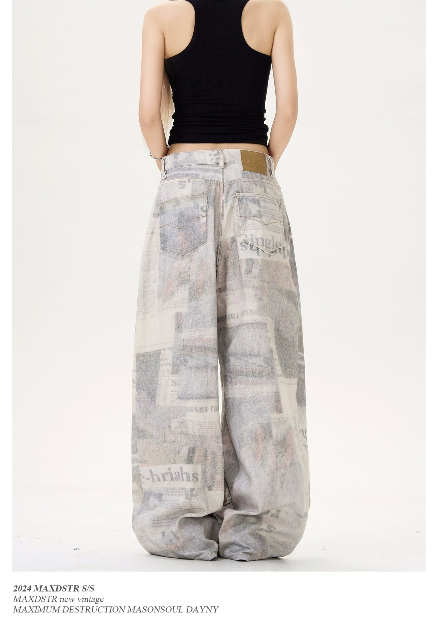 Newspaper Full-Print Baggy Jeans Korean Street Fashion Jeans By MaxDstr Shop Online at OH Vault