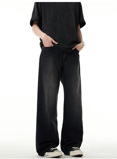 Washed Effect Straight Loose Jeans Korean Street Fashion Jeans By Mad Witch Shop Online at OH Vault