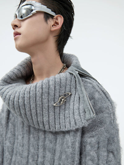 Cable Knit Side Zipper Collar Sweater Korean Street Fashion Sweater By Argue Culture Shop Online at OH Vault