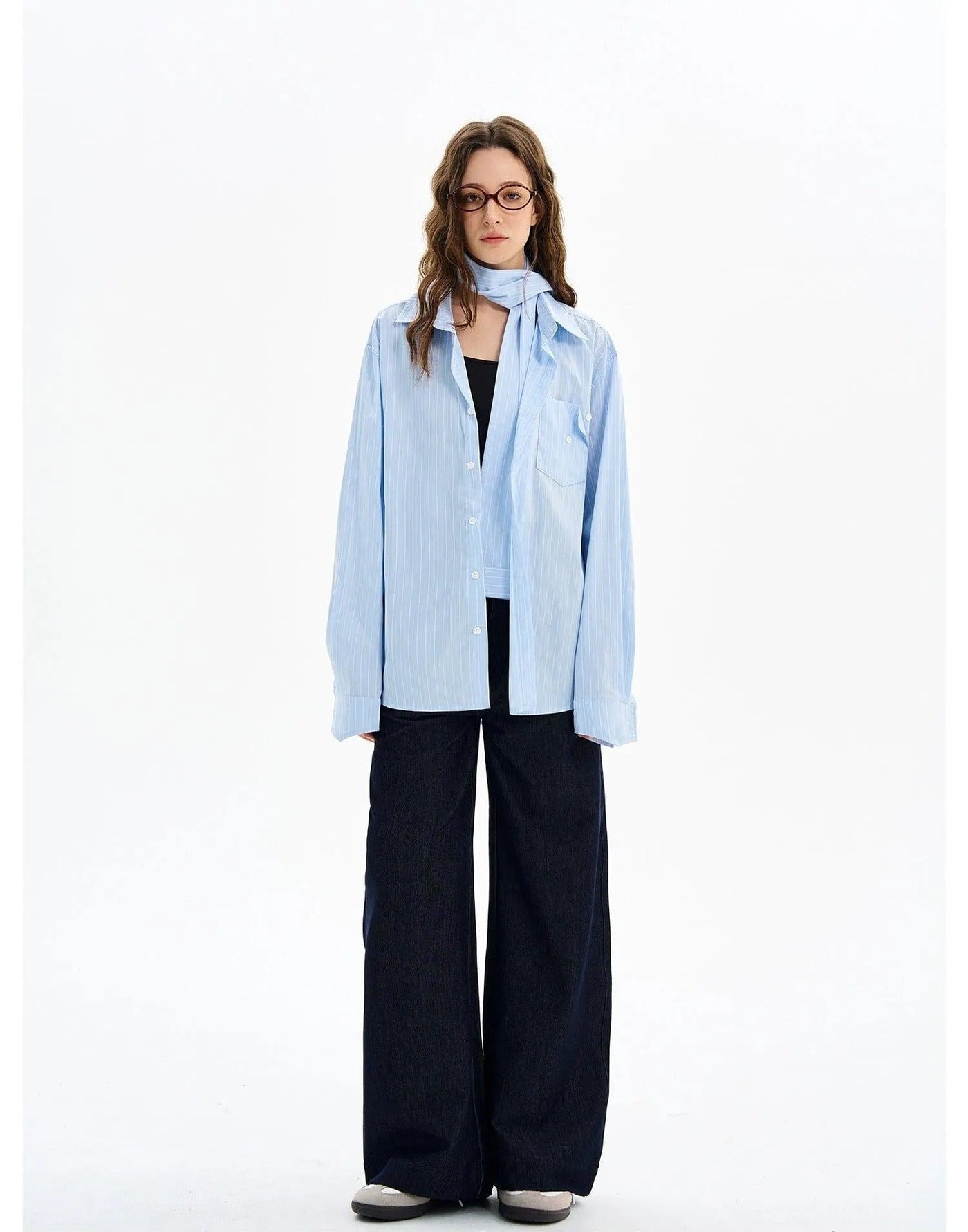 Neck Strap Vertical Striped Shirt Korean Street Fashion Shirt By MaxDstr Shop Online at OH Vault