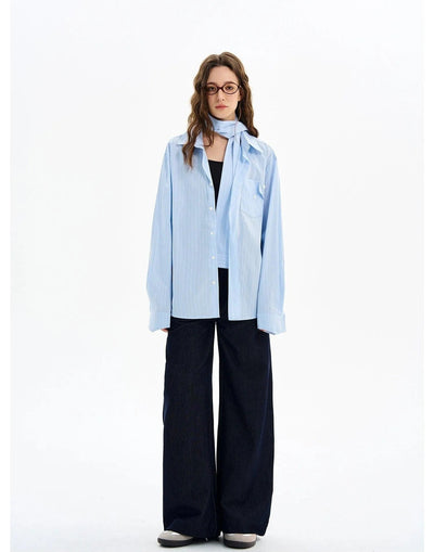 Neck Strap Vertical Striped Shirt Korean Street Fashion Shirt By MaxDstr Shop Online at OH Vault