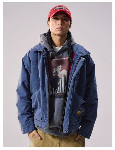 Washed Zipped Pocket Denim Jacket Korean Street Fashion Jacket By Remedy Shop Online at OH Vault