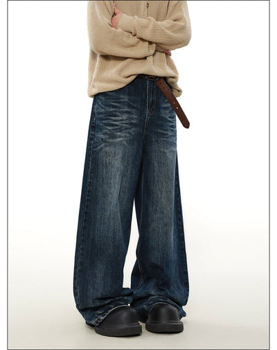 Rippled Straight Cut Jeans Korean Street Fashion Jeans By Mr Nearly Shop Online at OH Vault