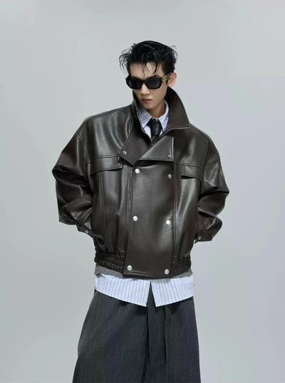 Ruched Hem Faux Leather Jacket Korean Street Fashion Jacket By Argue Culture Shop Online at OH Vault