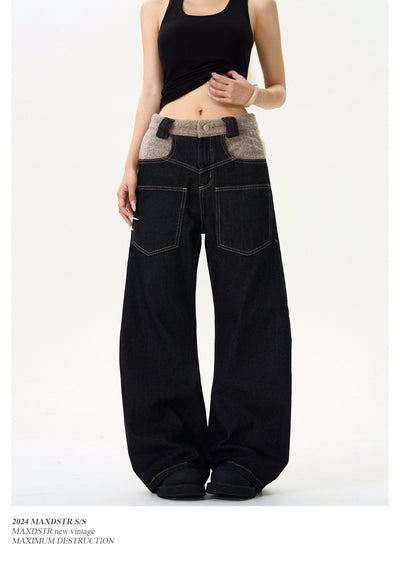 Arc Style Fur Detail Reverse Jeans Korean Street Fashion Jeans By MaxDstr Shop Online at OH Vault