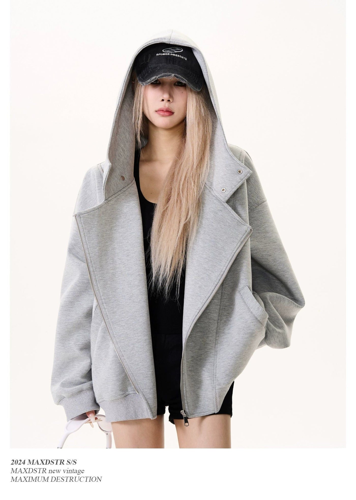 Asymmetric Closure Zip-Up Hoodie Korean Street Fashion Hoodie By MaxDstr Shop Online at OH Vault