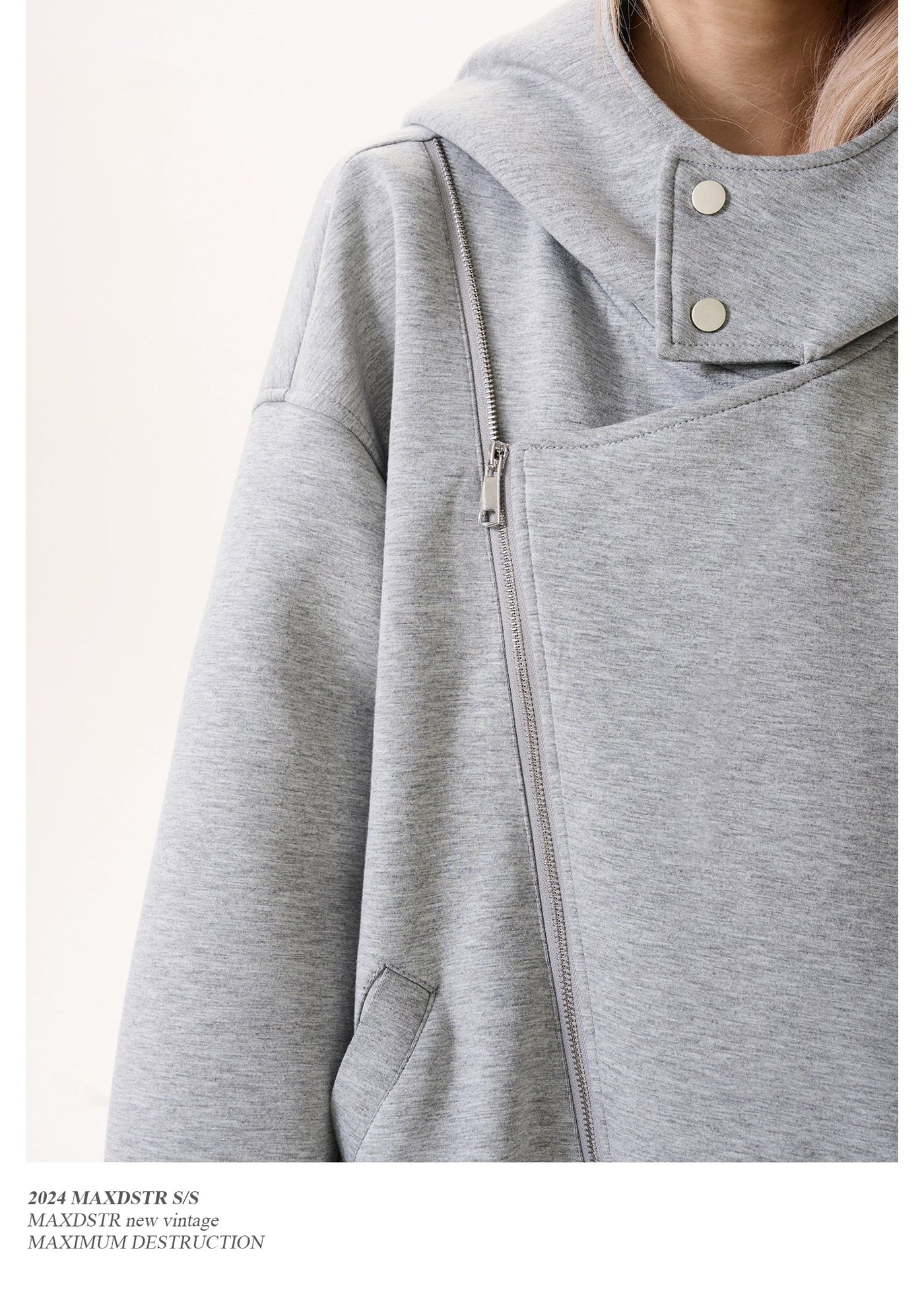 Asymmetric Closure Zip-Up Hoodie Korean Street Fashion Hoodie By MaxDstr Shop Online at OH Vault