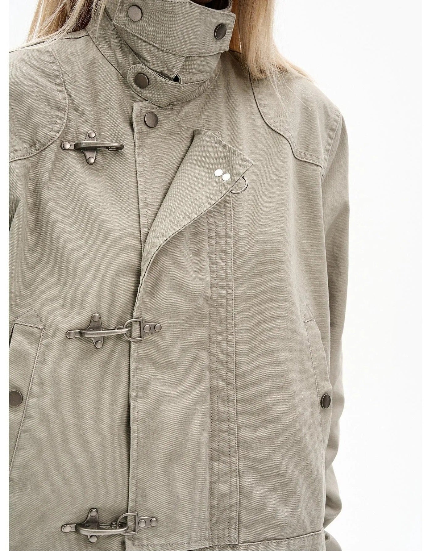 Structured Fireman Clasp Short Jacket Korean Street Fashion Jacket By 77Flight Shop Online at OH Vault