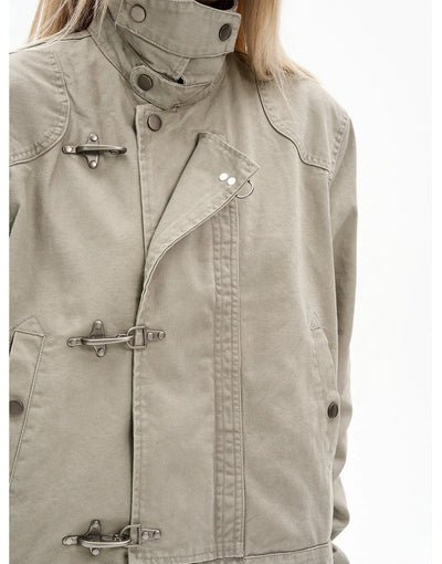 Structured Fireman Clasp Short Jacket Korean Street Fashion Jacket By 77Flight Shop Online at OH Vault