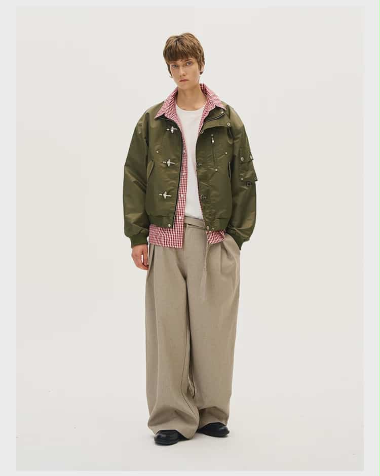 Stand Collar Fireman Clasp Bomber Jacket Korean Street Fashion Jacket By Mad Witch Shop Online at OH Vault