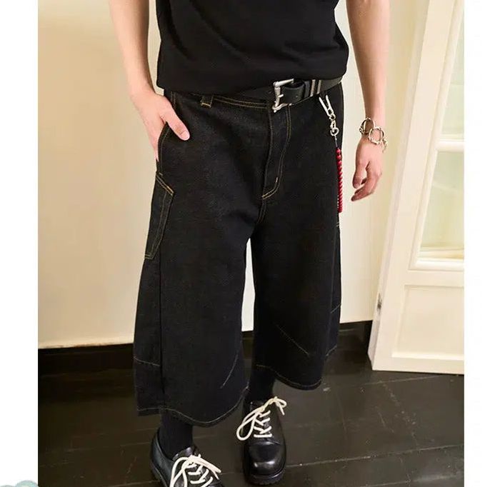 Stitched Contrast Pocket Denim Shorts Korean Street Fashion Shorts By Moditec Shop Online at OH Vault