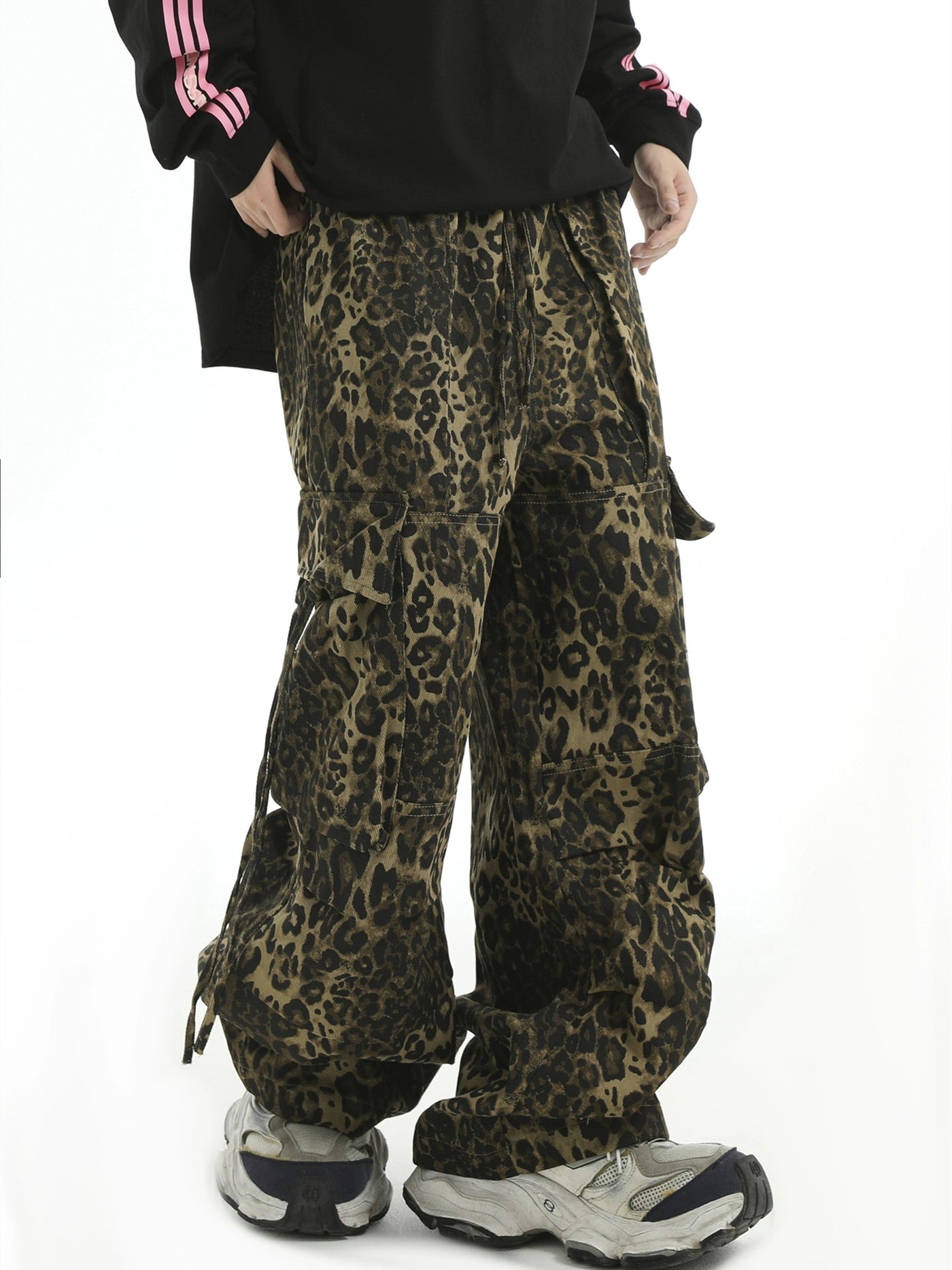 Side Drawstring Leopard Cargo Pants Korean Street Fashion Pants By INS Korea Shop Online at OH Vault