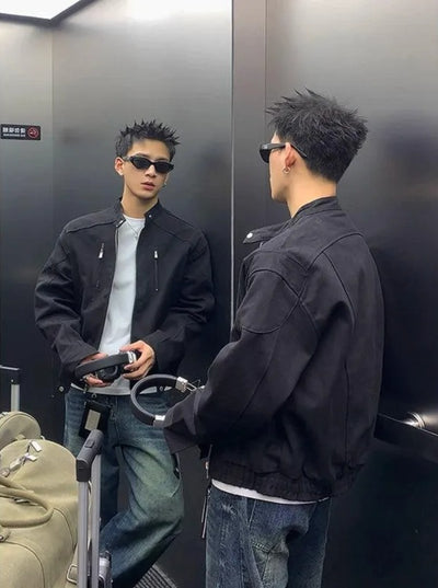 Structured Ruch Hem Boxy Jacket Korean Street Fashion Jacket By Poikilotherm Shop Online at OH Vault