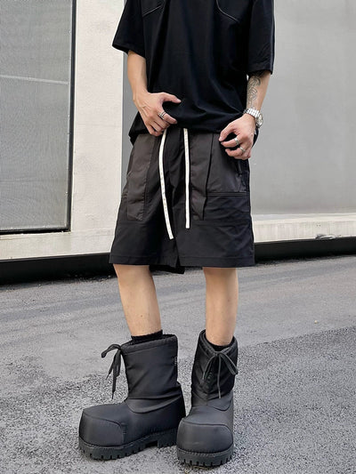 Drawstring Spliced Detail Shorts Korean Street Fashion Shorts By Blacklists Shop Online at OH Vault