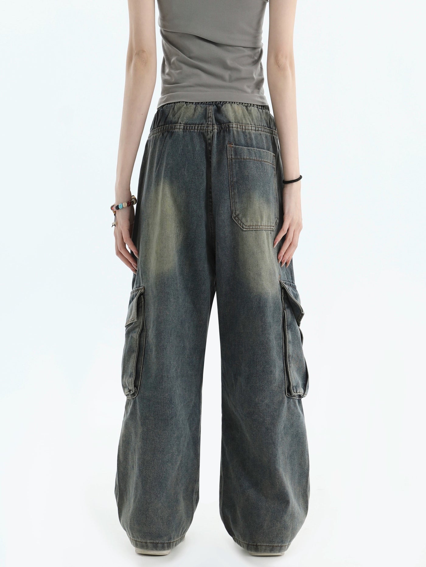 Gartered Multi-Details Jeans Korean Street Fashion Jeans By INS Korea Shop Online at OH Vault