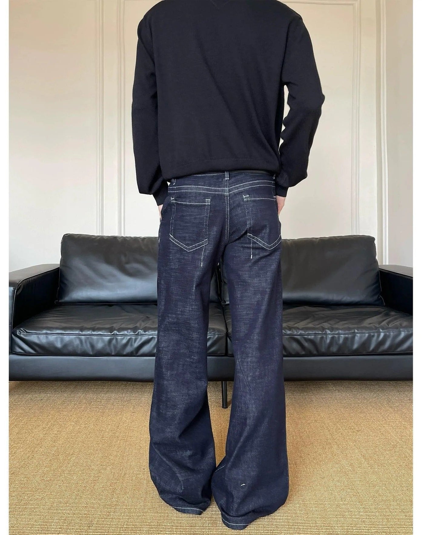 Stitched Detail Bootcut Jeans Korean Street Fashion Jeans By MaxDstr Shop Online at OH Vault