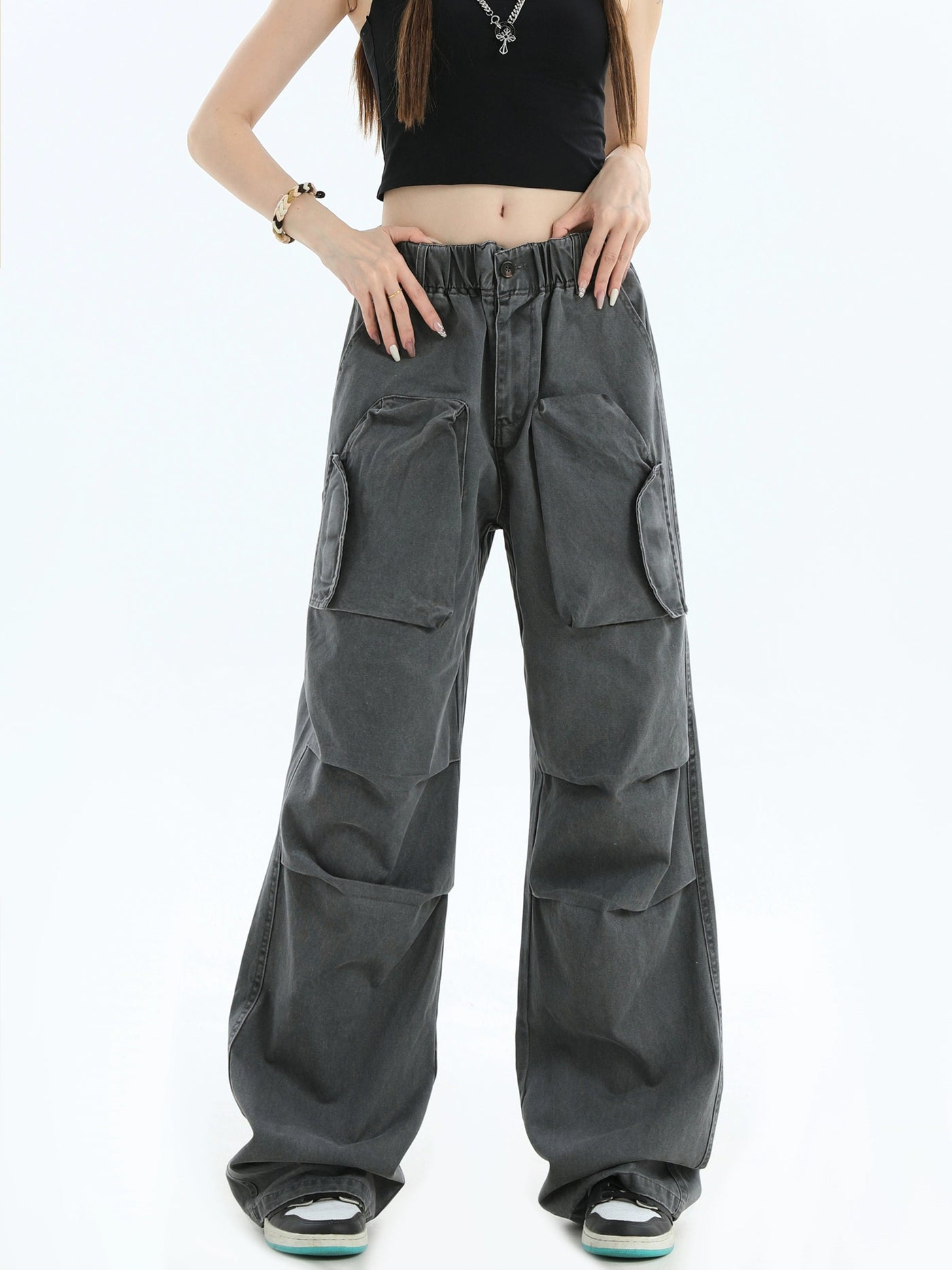 Pull String Utility Bootcut Pants Korean Street Fashion Pants By INS Korea Shop Online at OH Vault