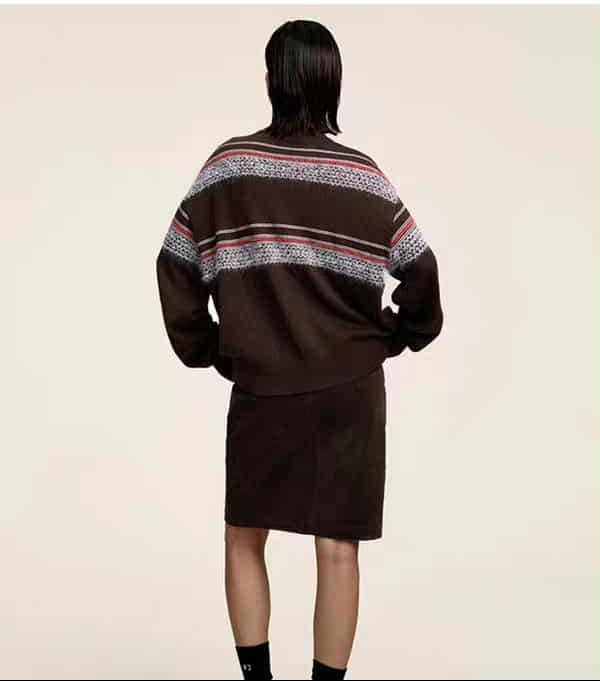 Pattern Blocks Buttoned Knit Cardigan