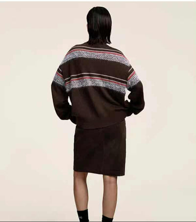 Pattern Blocks Buttoned Knit Cardigan