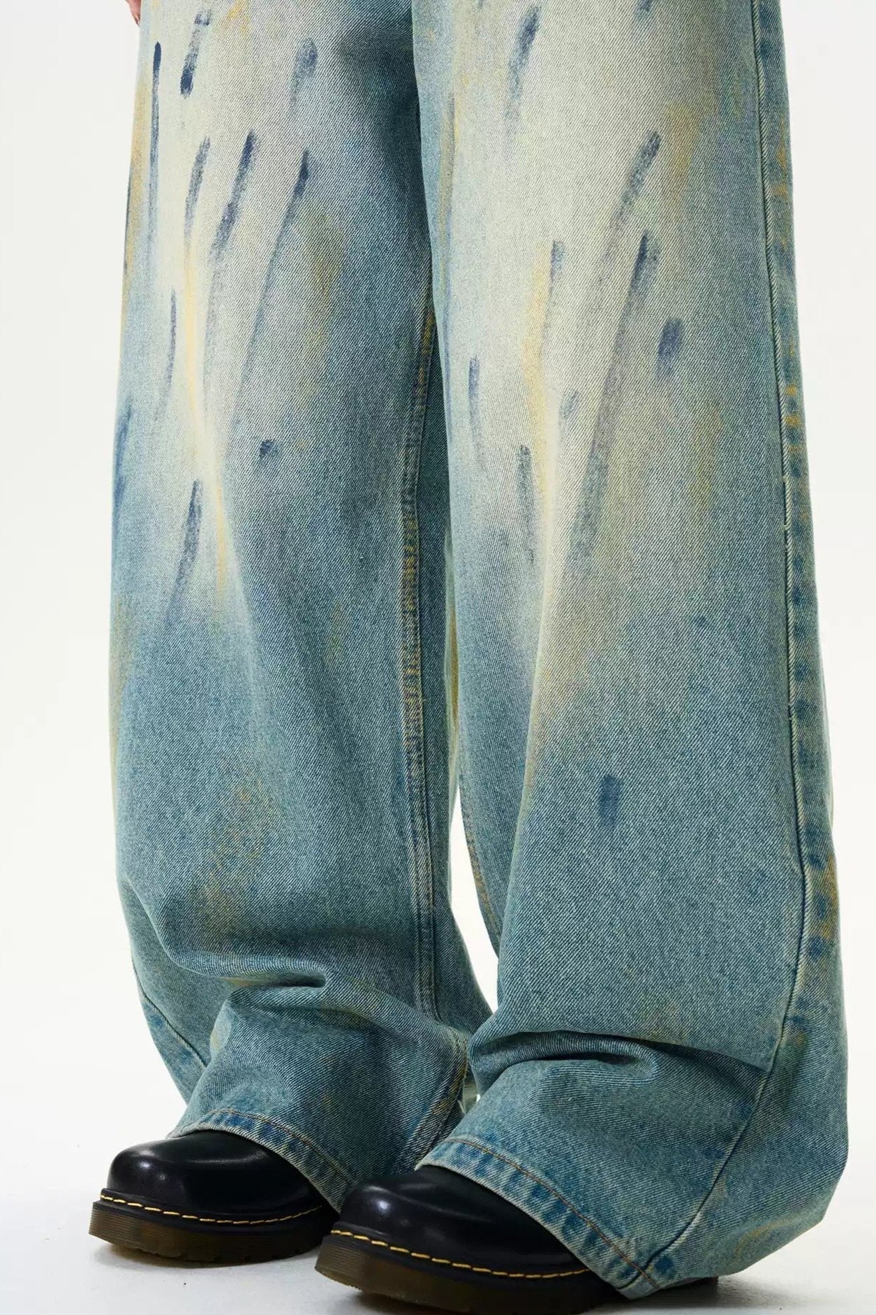 Paint Smudges Faded Jeans Korean Street Fashion Jeans By MaxDstr Shop Online at OH Vault