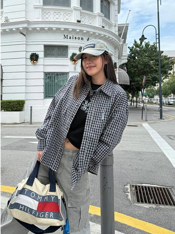 Essential Plaid Shirt Korean Street Fashion Shirt By Made Extreme Shop Online at OH Vault