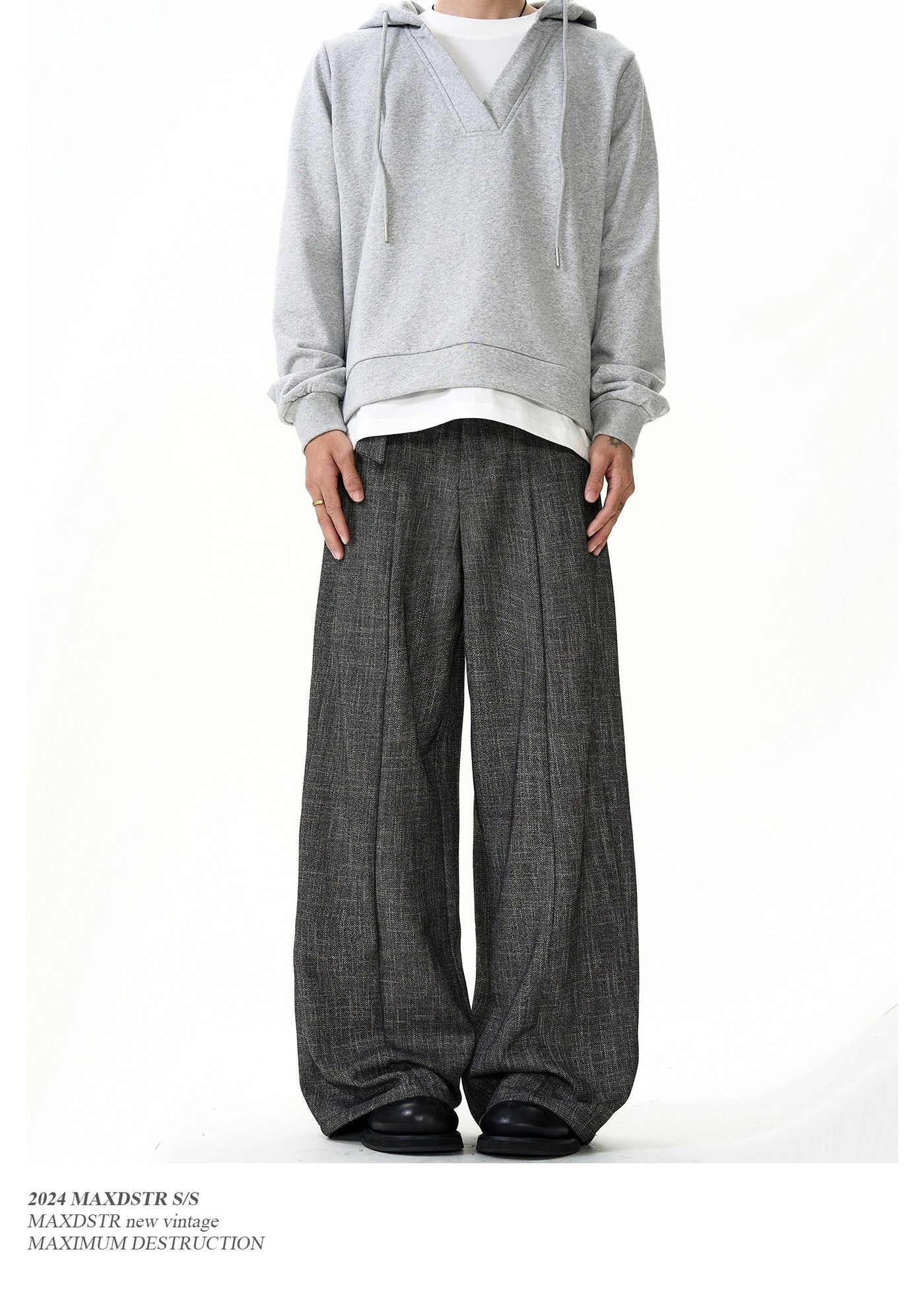 Bamboo Textured Belt Strap Trousers Korean Street Fashion Trousers By MaxDstr Shop Online at OH Vault