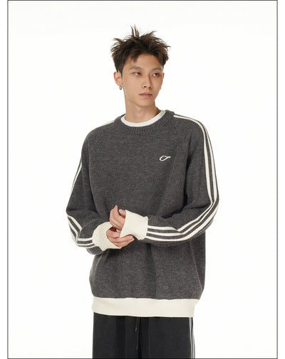 Basic Three-Bar Contrast Sweater Korean Street Fashion Sweater By Mr Nearly Shop Online at OH Vault