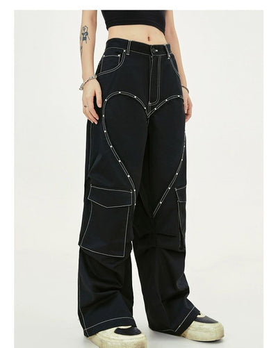 Stitched Heart-Shape Pants Korean Street Fashion Pants By Made Extreme Shop Online at OH Vault