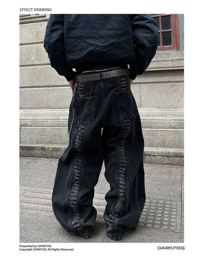 Beard Tassel Loose Fit Jeans Korean Street Fashion Jeans By Dark Fog Shop Online at OH Vault