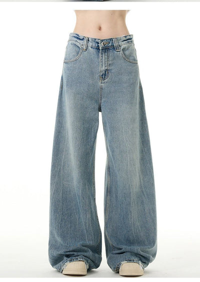 Lightning Washed Wide Jeans Korean Street Fashion Jeans By Mad Witch Shop Online at OH Vault