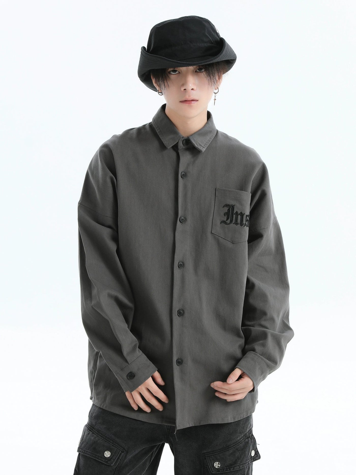 Stitched Pocket Buttoned Shirt Korean Street Fashion Shirt By INS Korea Shop Online at OH Vault