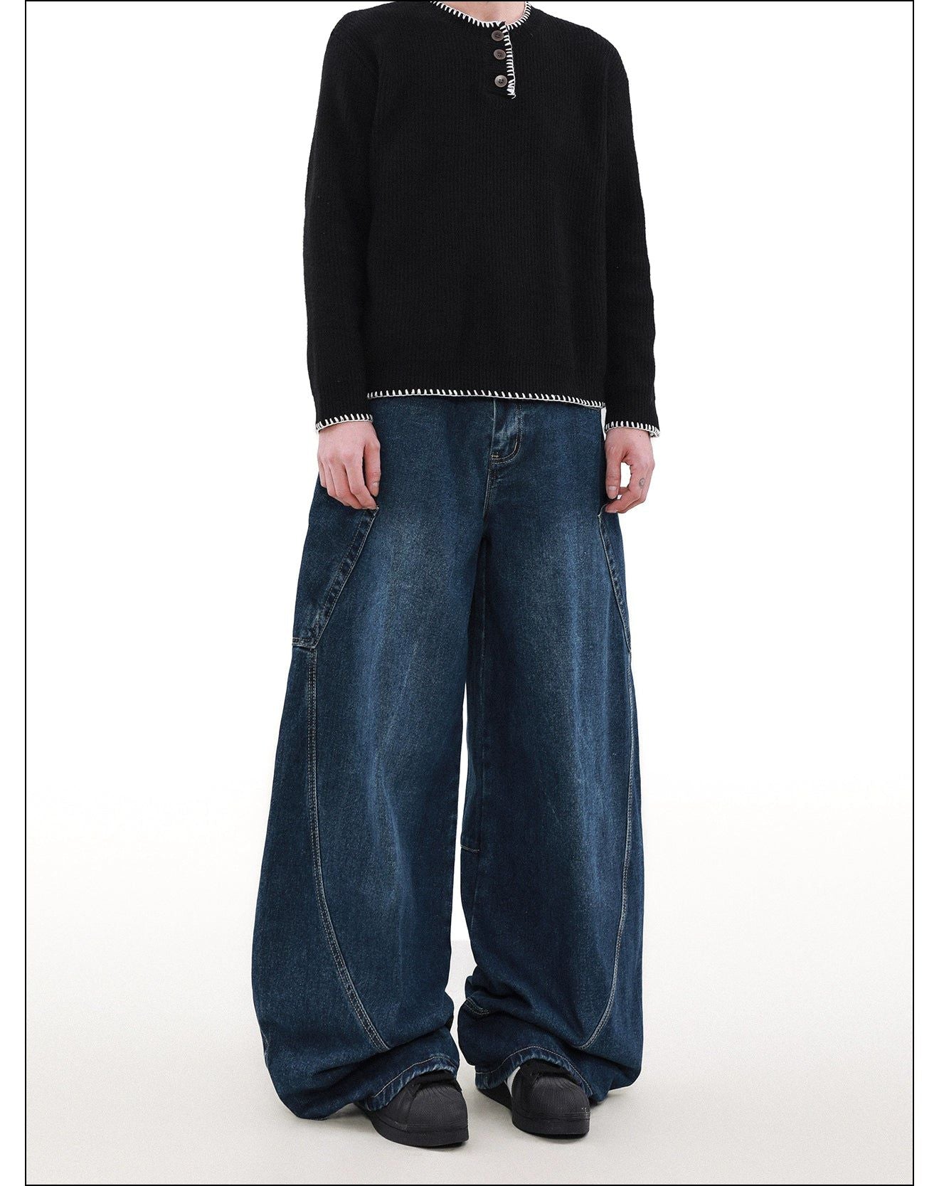 Big Pocket Scimitar Jeans Korean Street Fashion Jeans By Mr Nearly Shop Online at OH Vault