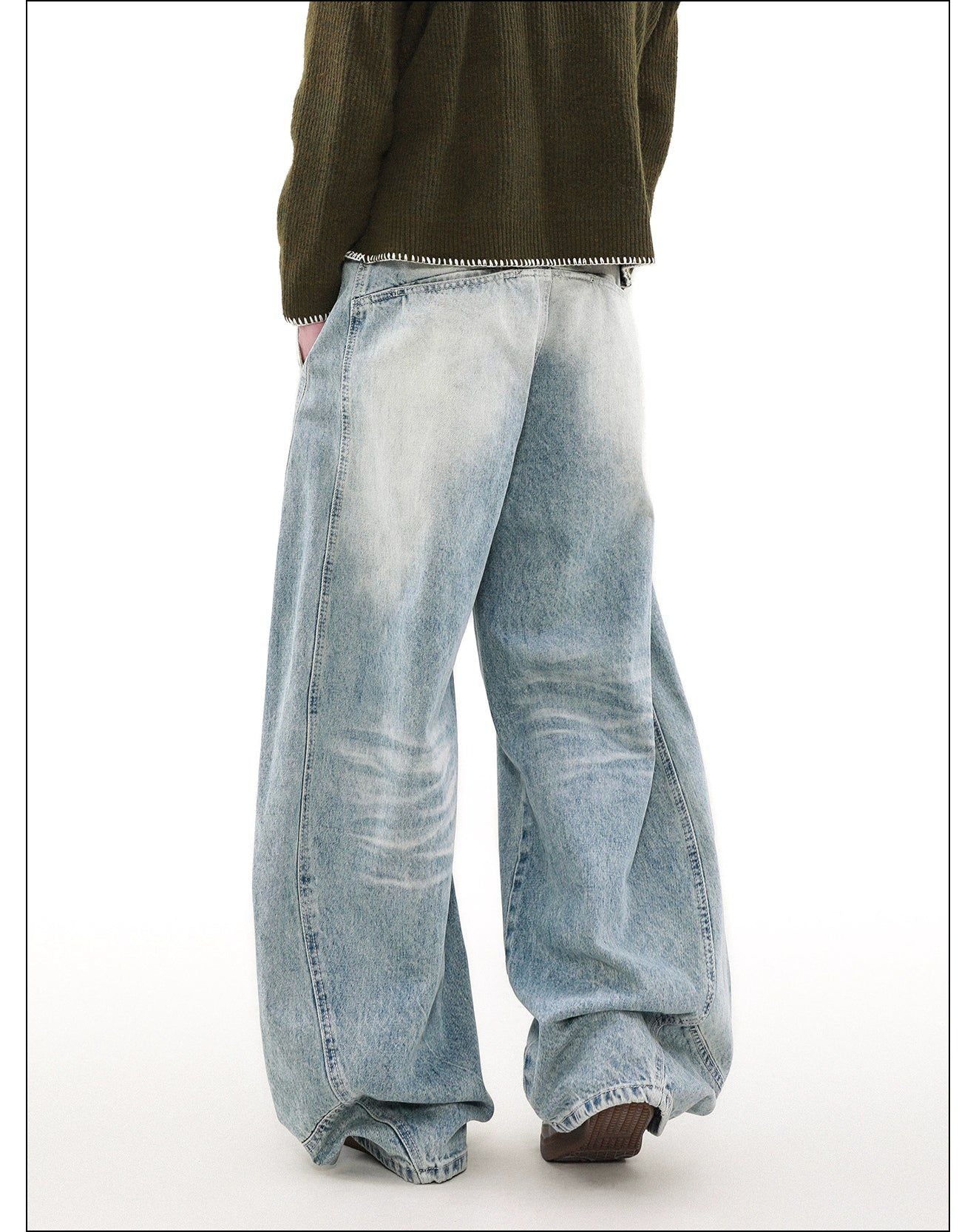 Bleach Washed Scimitar Jeans Korean Street Fashion Jeans By Mr Nearly Shop Online at OH Vault