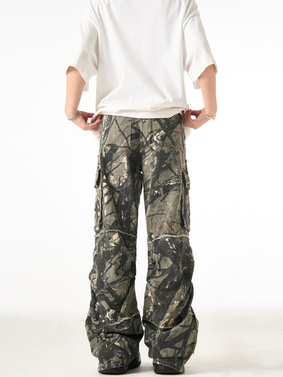 Branch Camo Raw Edge Cargo Pants Korean Street Fashion Pants By Ash Dark Shop Online at OH Vault