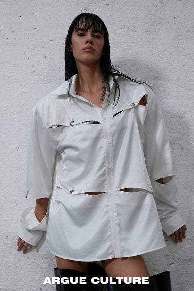 Spliced Cuts Buttoned Shirt Korean Street Fashion Shirt By Argue Culture Shop Online at OH Vault