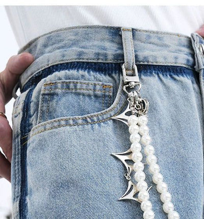 Pearl & Metal Pants Chain Korean Street Fashion By Slim Black Shop Online at OH Vault