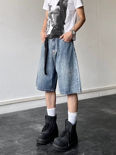 Clean Fit Belt Strap Denim Shorts Korean Street Fashion Shorts By Blacklists Shop Online at OH Vault