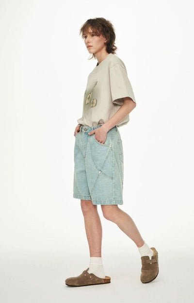 Structured Lines Denim Shorts Korean Street Fashion Shorts By 11St Crops Shop Online at OH Vault