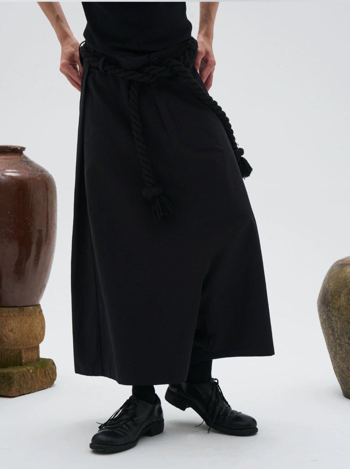 Rope Belt Wide Cropped Trousers Korean Street Fashion Trousers By 7440 37 1 Shop Online at OH Vault