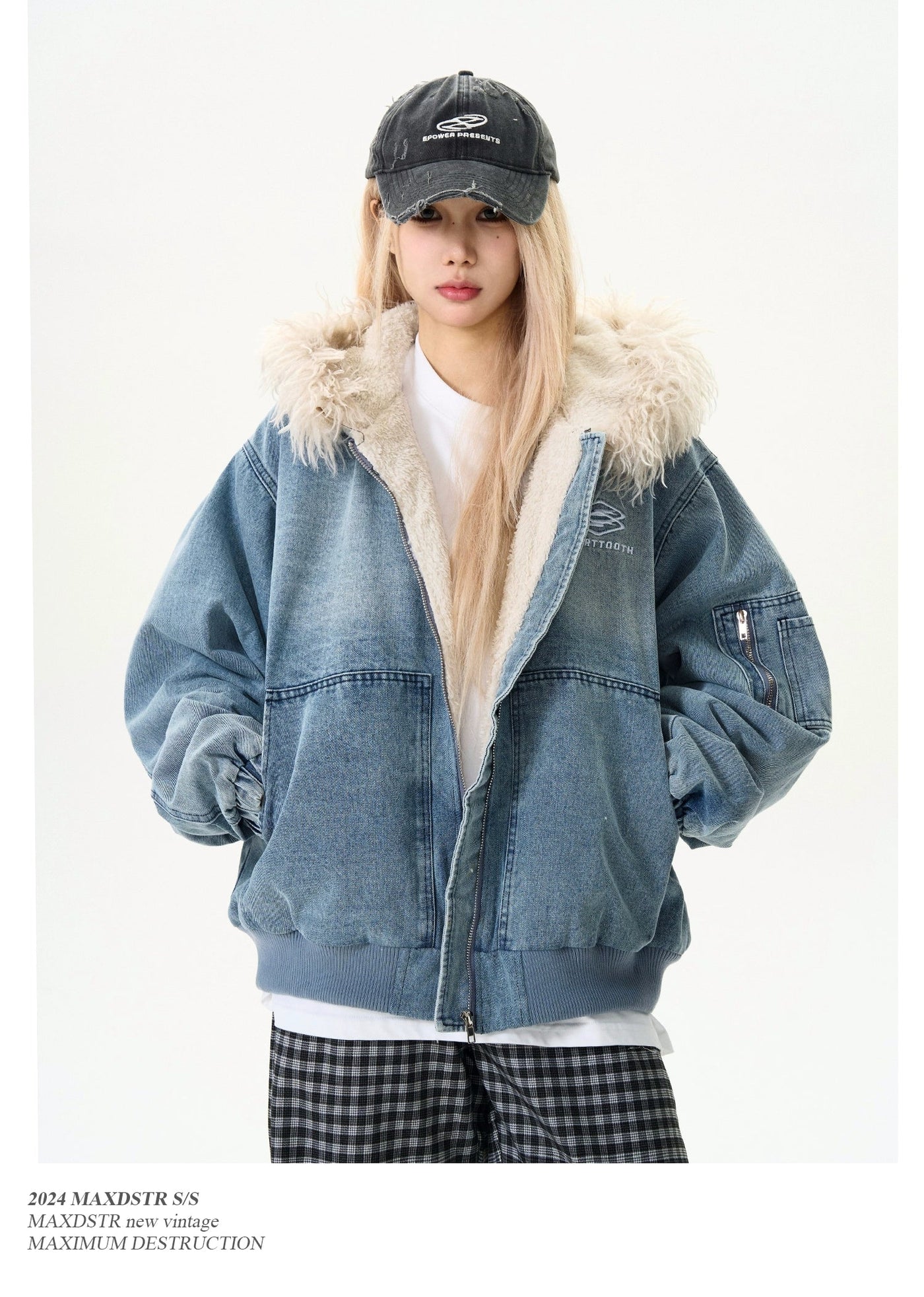 Detachable Fur Hooded Denim Jacket Korean Street Fashion Jacket By MaxDstr Shop Online at OH Vault