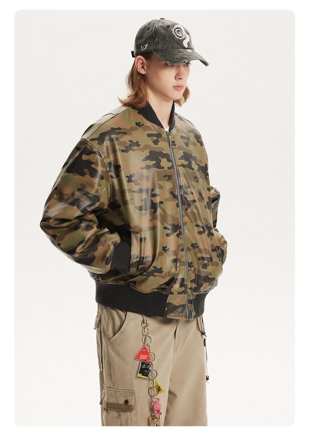 Camouflage Bomber PU Leather Jacket Korean Street Fashion Jacket By Made Extreme Shop Online at OH Vault