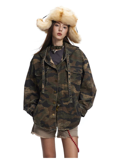 Camouflage Strap Detail Jacket Korean Street Fashion Jacket By Made Extreme Shop Online at OH Vault