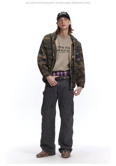 Camouflage Strap Detail Jacket Korean Street Fashion Jacket By Made Extreme Shop Online at OH Vault