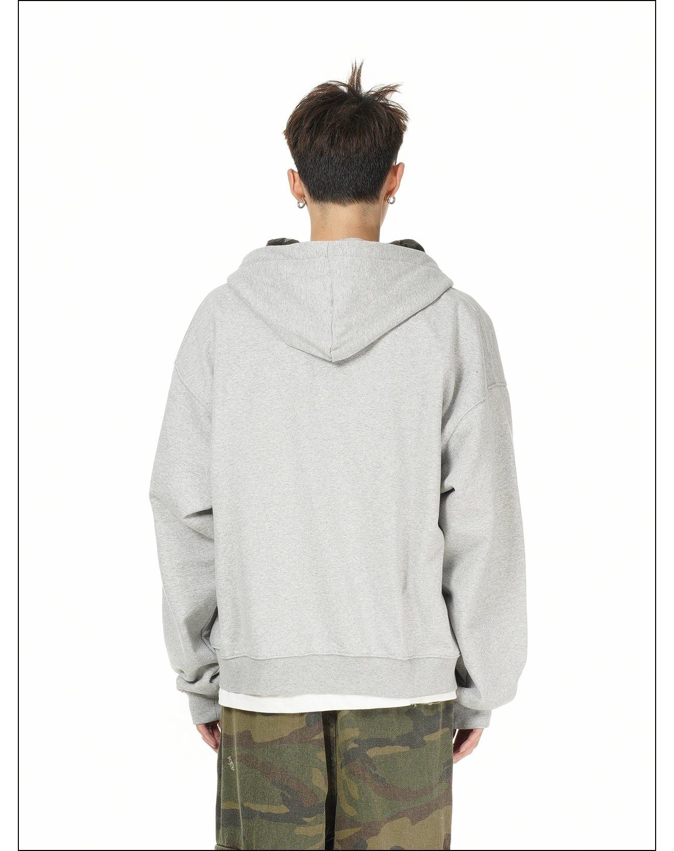 Camouflage Tie-Strap Zip-Up Hoodie Korean Street Fashion Hoodie By Mr Nearly Shop Online at OH Vault