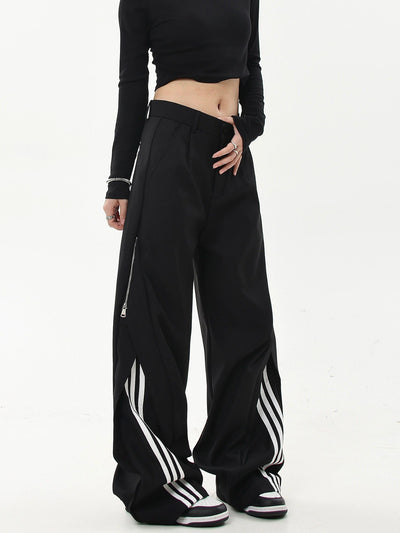 Casual Three-Bar Striped Trousers Korean Street Fashion Trousers By Blacklists Shop Online at OH Vault