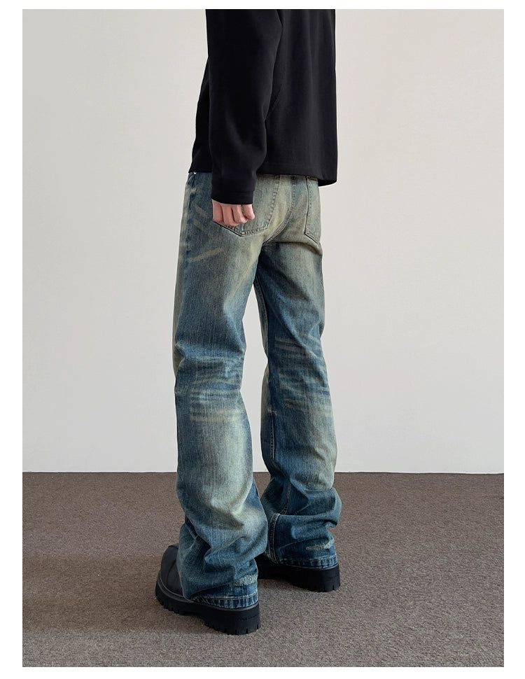 Cat Whisker Distressed Flared Jeans Korean Street Fashion Jeans By A PUEE Shop Online at OH Vault