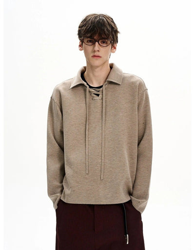 Lace-Up Casual Fit Polo Korean Street Fashion Polo By MaxDstr Shop Online at OH Vault