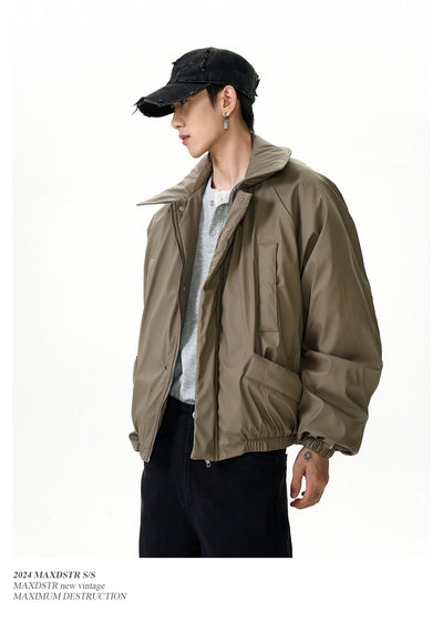 Clean Fit Lapel Down PU Leather Jacket Korean Street Fashion Jacket By MaxDstr Shop Online at OH Vault